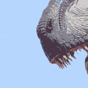 Stylish cartoon  image of a T-Rex's teeth showing how sharp they were.
